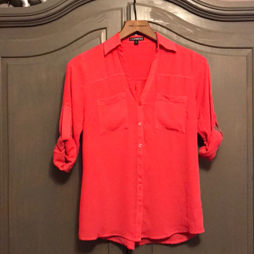 Express Hot Pink Button Down